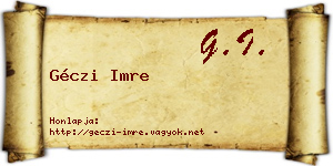 Géczi Imre névjegykártya